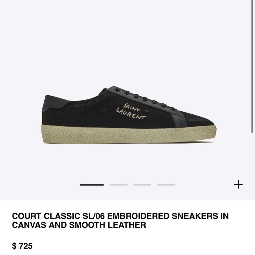 MEN’S YSL COURT CLASSIC SL/06 EMBROIDERED SNEAKERS IN CANVAS AND SMOOTH LEATHER